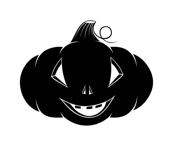 Citrouille Souriante Halloween Silhouette Isolée Noire — Image vectorielle