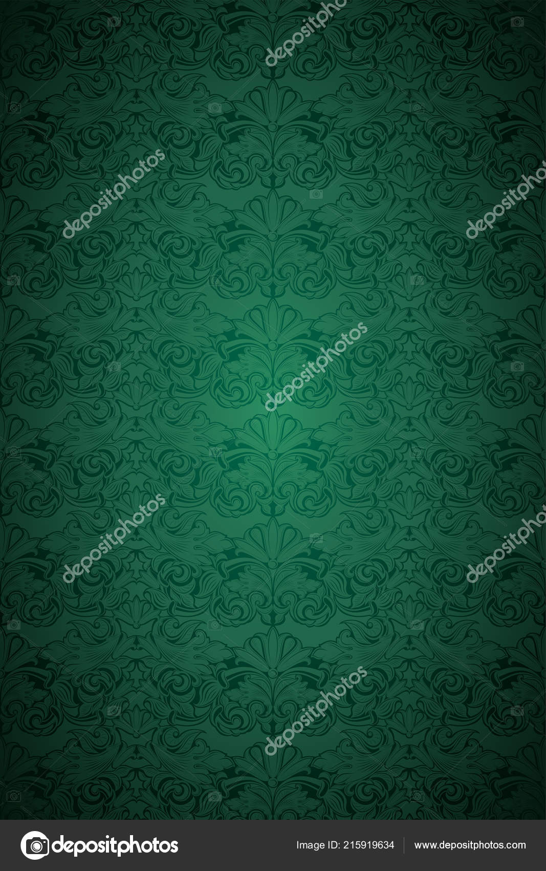 緑ヴィンテージ背景は 古典的なバロック様式パターン 暗いエッジ背景 カード 招待状 バナー を持つロココとロイヤル 垂直方向のフォーマット ストックベクター C Xennya