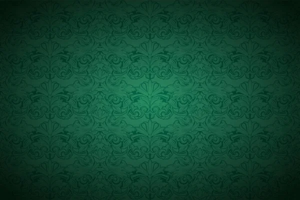 Green Vintage Background Royal Classic Baroque Pattern Rococo Darkened Edges — стоковый вектор