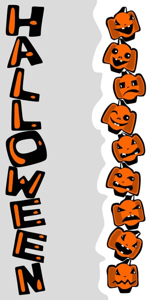 Tło Halloween Pionowy Napis Piramida Dynie Różnych Emocji Jeden Drugim — Wektor stockowy