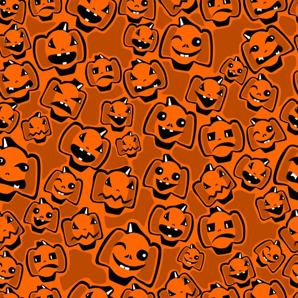 Halloween Varrat Nélküli Textúra Különböző Hangulatokat Érzelmeket Tök Komikus Rajzfilm — Stock Vector