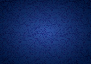 Vintage ultramarine ile mavi arka plan çiçek öğeleri ve kenarlarına Gotik tarzı karartma. Kraliyet doku, Eps 10 vektör