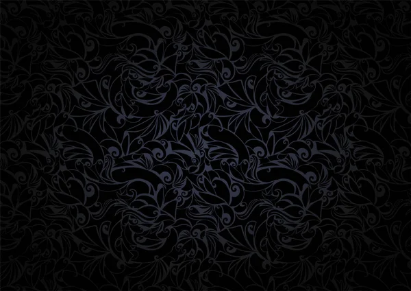 Fond Noir Vintage Avec Des Éléments Floraux Obscurcissement Des Bords — Image vectorielle