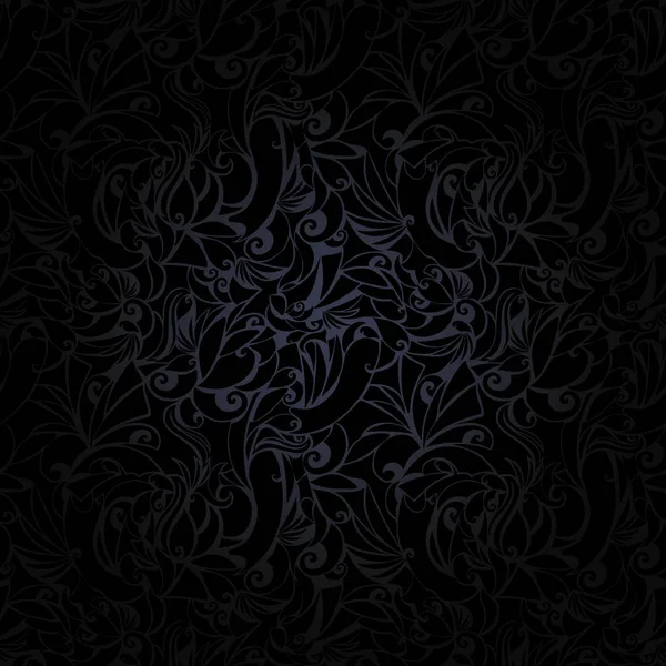 复古的黑色背景与花卉元素和黑暗的边缘在哥特式风格 皇家纹理 Epps — 图库矢量图片