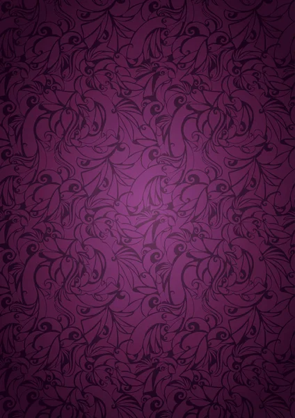 Vintage Púrpura Fondo Violeta Con Elementos Florales Oscurecimiento Los Bordes — Vector de stock
