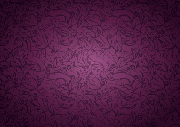 Vintage Púrpura Fondo Violeta Con Elementos Florales Oscurecimiento Los Bordes — Vector de stock