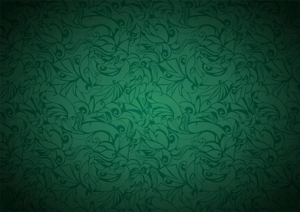 Fondo Verde Vintage Con Elementos Florales Oscurecimiento Los Bordes Estilo — Archivo Imágenes Vectoriales