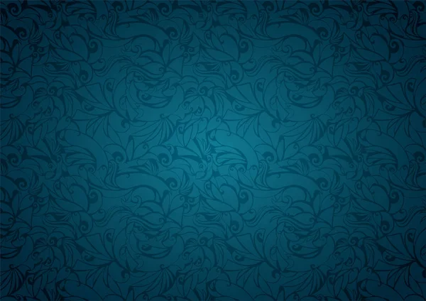 花の要素とゴシック様式のエッジに黒ずみヴィンテージの青色の背景色 ロイヤル テクスチャ ベクター Eps — ストックベクタ