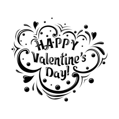 Mutlu sevgililer günü tipografi poster beyaz arka plan üzerinde izole el yazısı hat metinle. Vektör eps 10