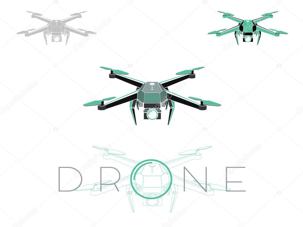 Drone quadrocopter logo design, vector eps 10