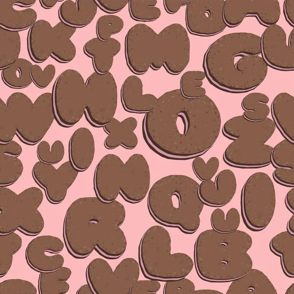Μπισκότο Γραμματοσειρά Χωρίς Ραφή Πρότυπο Γράμματα Του Αλφαβήτου Σουφλέ Σοκολάτα — Διανυσματικό Αρχείο
