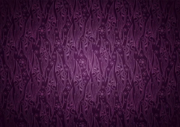 ベクトル ロイヤル ダマスカス スタイルのパターンを様式化された葉の花の背景 暗闇の中でグラデーションと花 有機のヴィンテージ ゴシック色をピンクと紫の色します — ストックベクタ