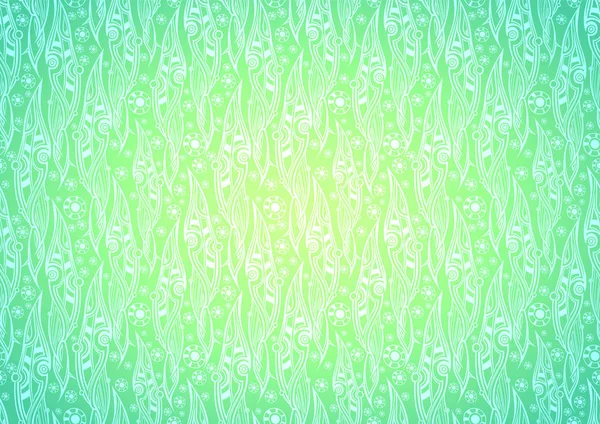 ベクトル ダマスカス スタイルのパターンを様式化された葉の花の背景 柔らかい緑の春の色のグラデーションの花 有機のヴィンテージ — ストックベクタ