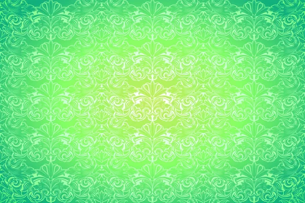 Яркий Лайм Зеленый Винтажный Фон Королевский Классическим Барочным Узором Рококо — стоковый вектор