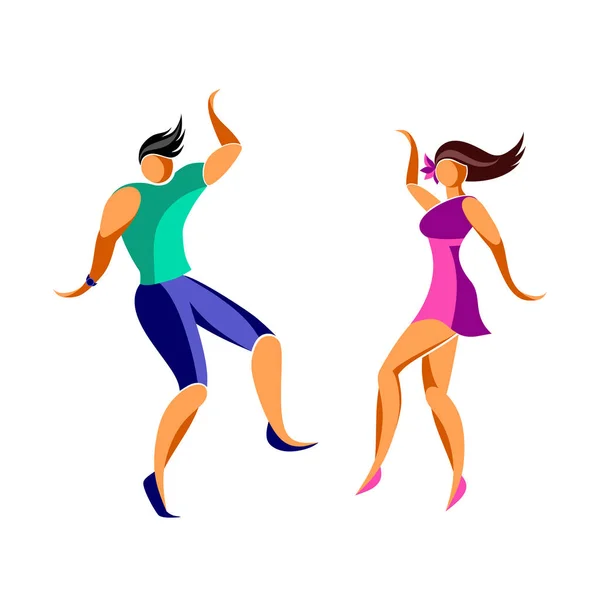 Bailando Joven Esbelto Hombre Mujer Icono Imagen Estilizada Simplificada Vector — Vector de stock