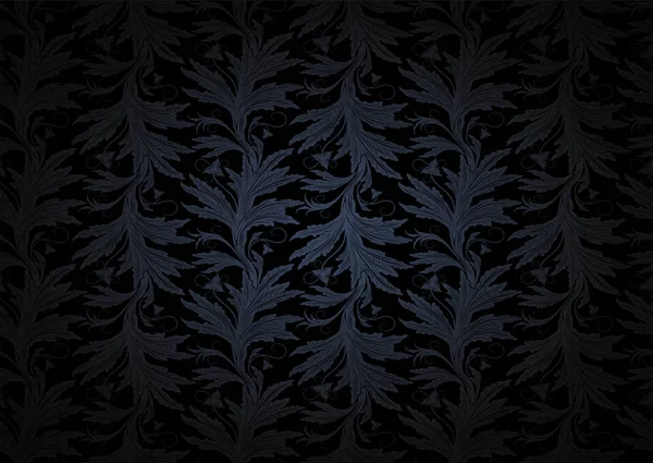 Fond Gothique Vintage Gris Foncé Noir Avec Motif Baroque Floral — Image vectorielle