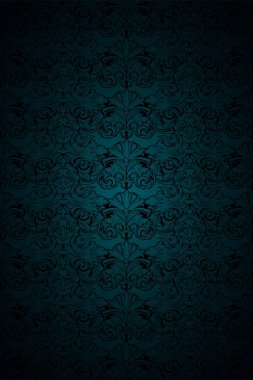 kasvetli malachite yeşil ve siyah vintage arka plan, klasik Barok desenli kraliyet, koyu kenarları arka plan, kart, davetiye, afiş ile Rokoko. vektör illüstrasyon Eps 10