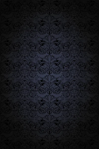 Dark Grey Black Vintage Background Royal Classic Baroque Pattern Rococo — Stock Vector