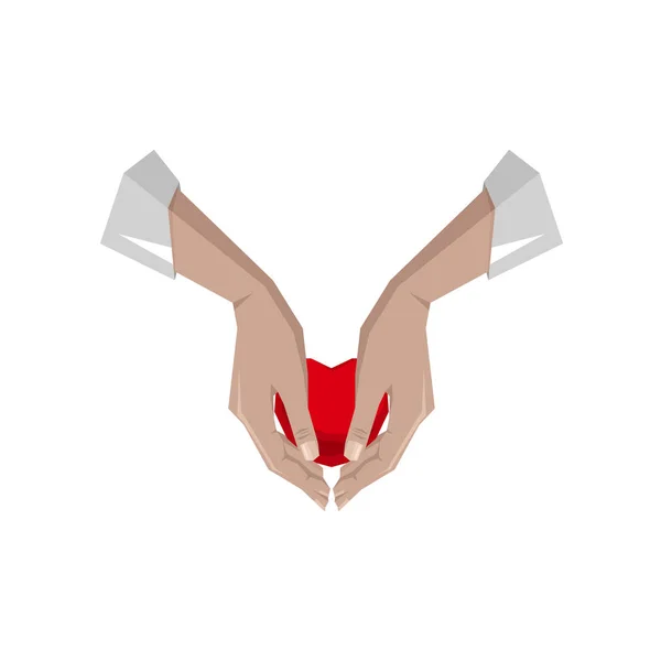 手でハートのシンボル アイコン 慈善団体 白い背景 ベクトル図に分離された自発的な非営利組織のためのロゴのテンプレート — ストックベクタ