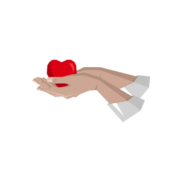 Corazón Mano Símbolo Signo Icono Plantilla Logotipo Para Caridad Salud — Archivo Imágenes Vectoriales