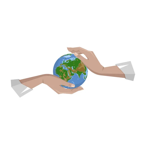 hands holding globe earth,save the planet concept. vector illustration for poster,wallpaper,banner,sticker and other use