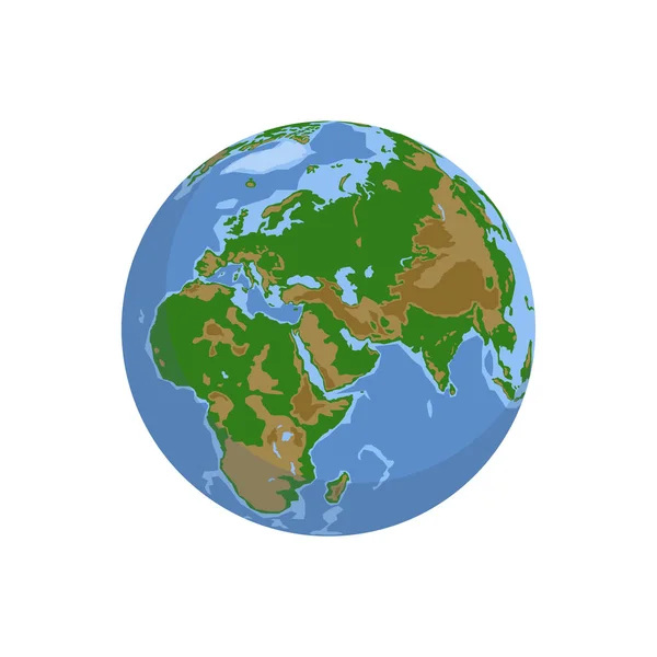 在白色背景下孤立的地球球体 扁平的地球图标 矢量说明 — 图库矢量图片