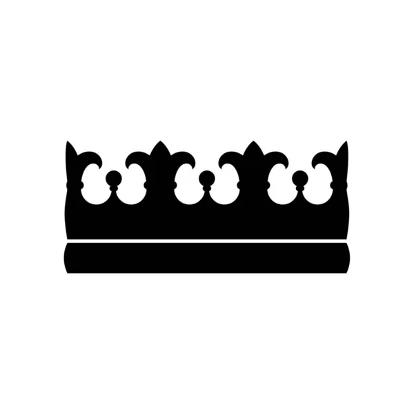Βασιλιά Στέμμα Μαύρο Εικονίδιο Λευκό Φόντο Απεικόνιση Διανύσματος Απομονωμένη Εικόνα — Διανυσματικό Αρχείο