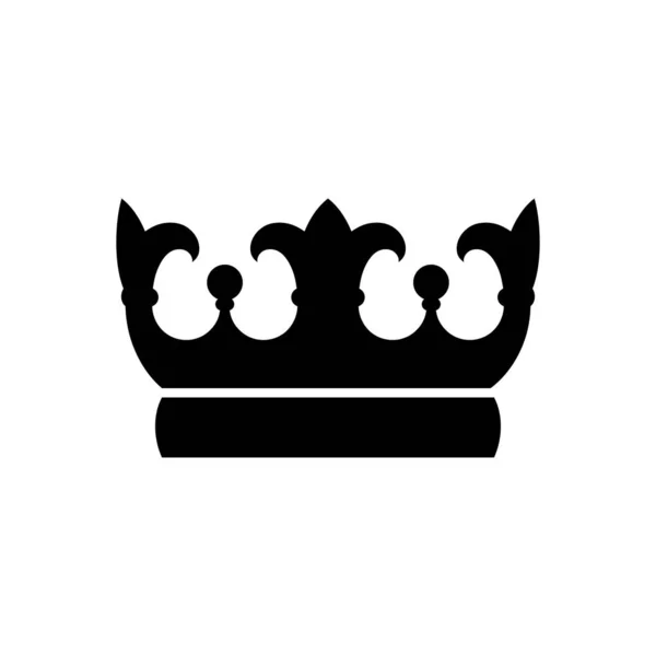 King Crown Svart Ikon Vit Bakgrund Vektor Illustration Isolerad Bild — Stock vektor