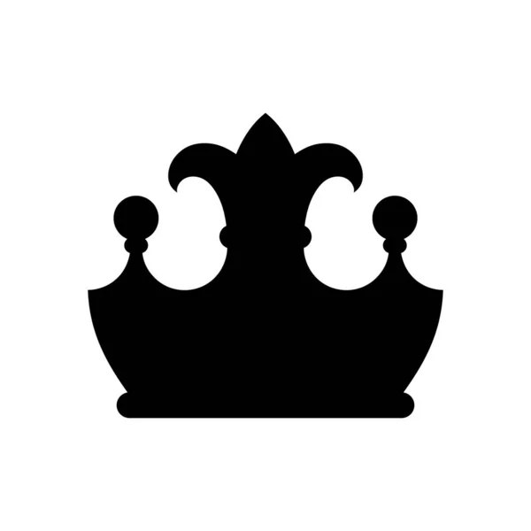 Koning Kroon Zwart Pictogram Witte Achtergrond Vector Illustratie Geïsoleerd Beeld — Stockvector
