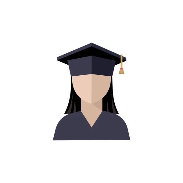 Studentin Absolventenmütze Symbol Zeichen Logo Isolierte Vektorillustration — Stockvektor