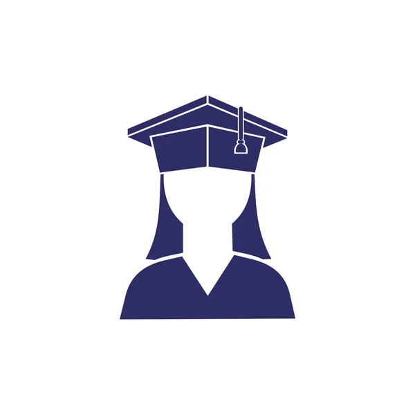 Studentin Absolventenmütze Symbol Zeichen Logo Isolierte Vektorillustration — Stockvektor