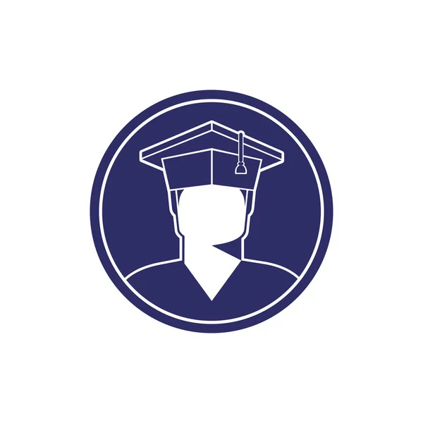 Pojke Student Graduate Cap Monokrom Bild Cirkel Ikon Tecken Logo — Stock vektor