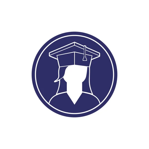 Fille Étudiante Casquette Icône Signe Logo Illustration Vectorielle Isolée — Image vectorielle
