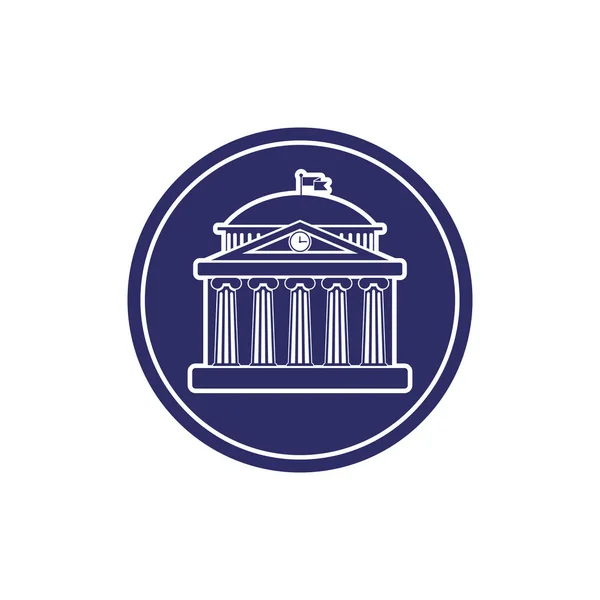 Znak Budynku Uniwersytetu Bank Muzeum Biblioteka Parlament Klasyczna Grecja Roman — Wektor stockowy