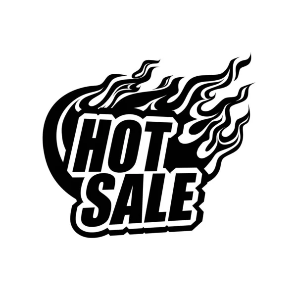 Hot Sale Black White Background Blazing Inscription Flame Tongues Fire — Stock Vector
