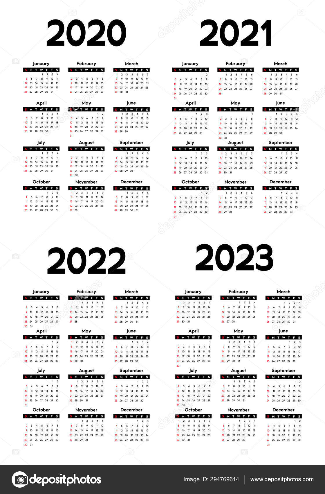 Ucla Fall 2022 2023 Calendar Calendar 2020 2021 2022 2023 Week Starts Sunday Basic Business Stock Vector  Image By ©Xennya #294769614