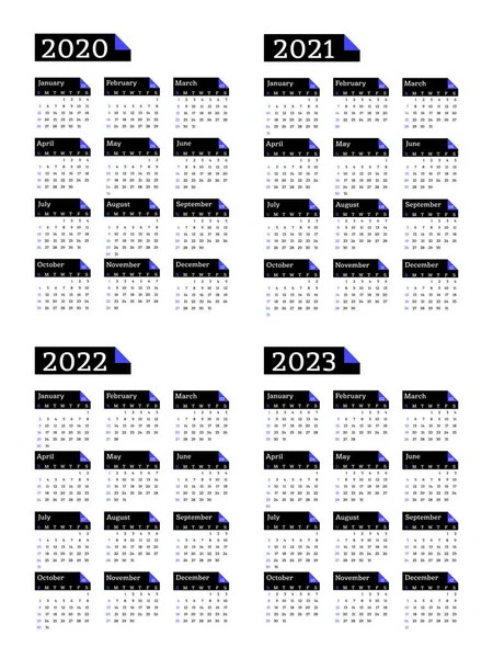 Calendrier 2020 2021 2022 2023 Semaine Commence Dimanche Modèle Affaires — Image vectorielle