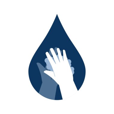 Kişisel el hijyeni, hastalık önleme ve tıbbi eğitim bilgileri: ellerinizi nasıl yıkayacağınız. Damla şeklinde vektör illüstrasyonu