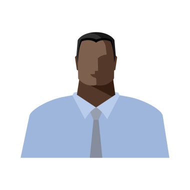 Gömlekli ve kravatlı genç adam, düz renkli resim portresi, ikon, erkek avatar. Vektör izole illüstrasyonu