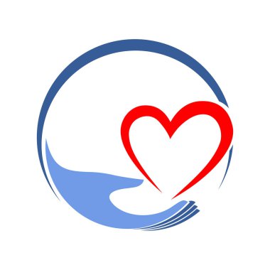 Bir kalbi tutan eller, barışın sembolü, yardım, işbirliği ya da yardım ve gönüllülük, renk vektör çizimi düz bir tarzda. Beyaz arkaplandaki renk izole resmi