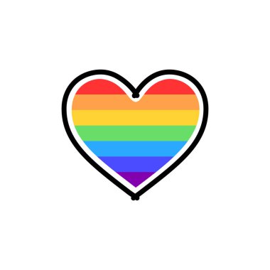 Gökkuşağı kalbi LGBT topluluğunun bir işaretidir, renkli vektör çizimi