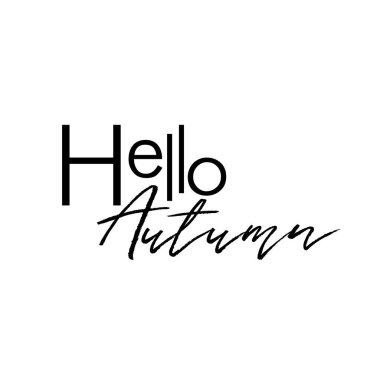 Merhaba sonbahar, beyaz arkaplanda harfler, kartpostallar, reklamlar, ilanlar, afişler, afişler ve davetiyeler için izole vektör çizimleri