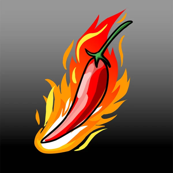 Chili Pepper Burn Flame Hot Spicy — Stock Vector