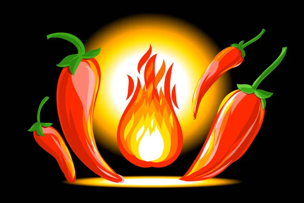 Chili Blaze Burn Flame — Stock Vector