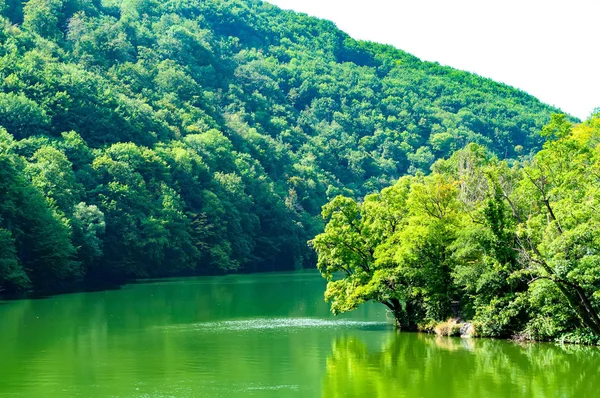 Vista Sobre Lago Hamori Las Montañas Fondo Lillafured Hungría Europa — Foto de Stock