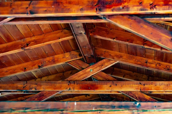 Closeup Interior View Wooden Roof Structure — Stock Photo, Image