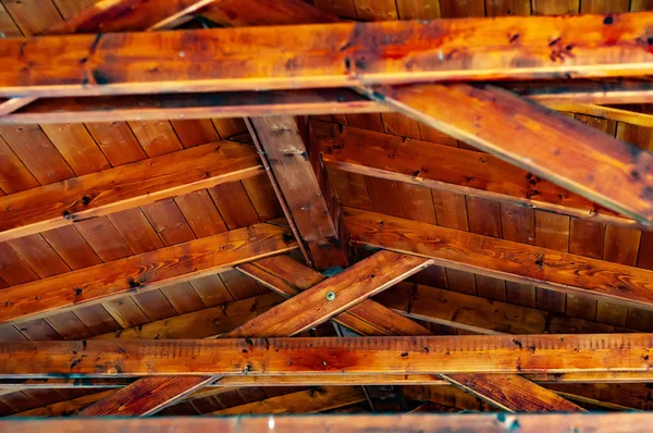 Closeup Interior View Wooden Roof Structure — Stock Photo, Image