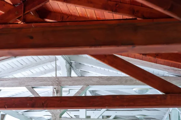 Closeup Interior View Wooden Roof Structure — Stock Photo, Image
