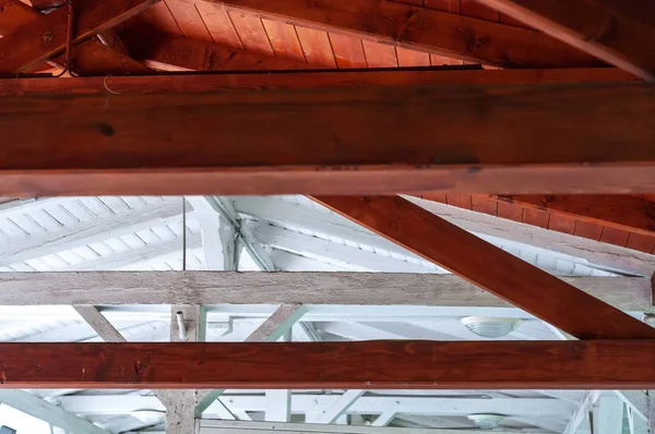 Closeup Interior View Wooden Roof Structure — Stock Photo, Image