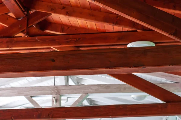 Closeup Interior View Wooden Roof Structure — Stock Photo, Image